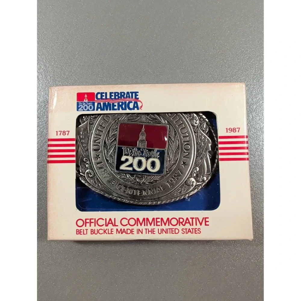 1987 US Constitution‎ Bicentennial Belt Buckle Texoma Leather Brass Limited 3470